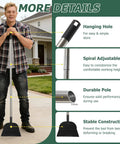 Person holding a Beast Of A Floor Scraper Garden Shovel With 82 Inch Adjustable Handle and Sharp Heavy Duty Flat Blade in front of house.