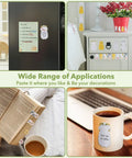Cat Sticky Notes Set With Paw Tabs And Page Markers used on fridge, book, cabinet, and mug showcasing versatility and fun designs.