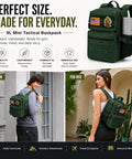 9L Mini Tactical Backpack For Men And Women displayed, lightweight waterproof 1000D Oxford gear bag for gym, hiking, travel and camping.