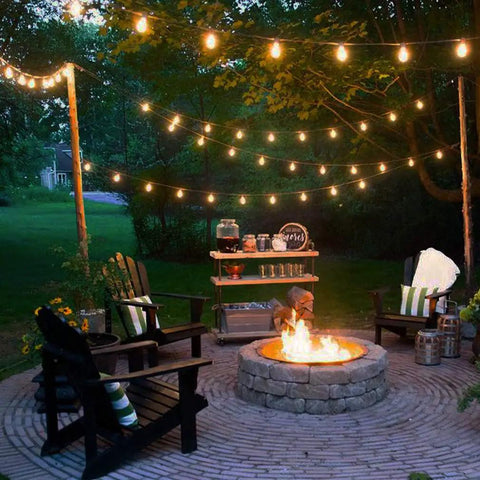 Outdoor String Lights 30ft With 25 Plus 2 Spare LED Filament Bulbs, Dimmable, Shatterproof And Waterproof lighting patio scene