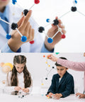 Students building molecules with Hands On Chemistry Molecular Model Kit With C60 Buckminsterfullerene for visual learning.