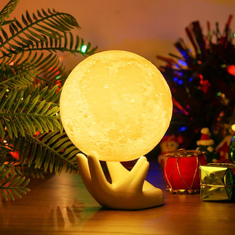 Moon Lamp For Kids And Adults With Realistic 3D Moon Surface, Dual Color Warm Yellow And White Light, Easy Touch Control, 3.5 Inch Night Light