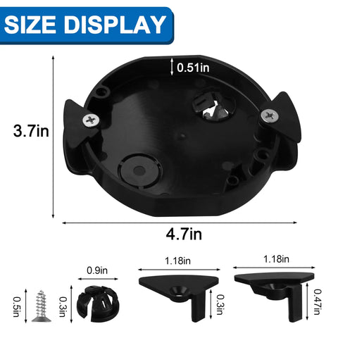 Low Profile Shallow Sconce Junction Box For Arlington Sconces Retrofit, Fits 1/2 Inch Or 5/8 Inch Drywall, 4 Inch By 0.5 Inch Opening, shown with size dimensions.