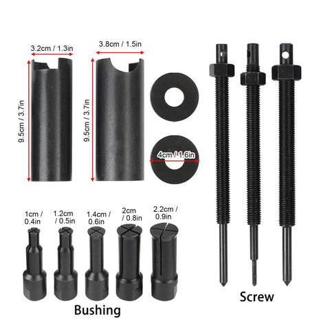 Heavy Duty Internal Bearing Extractor Puller Kit Built For Real Mechanics Needing To Remove Stuck Bearings From Blind Holes In Cars Flywheels Or Bike Hubs Using 23 Millimeter Clamps Made Of Durable Chrome Vanadium Steel Where You Gotta Get Work Done Fast, 5 clamp sizes