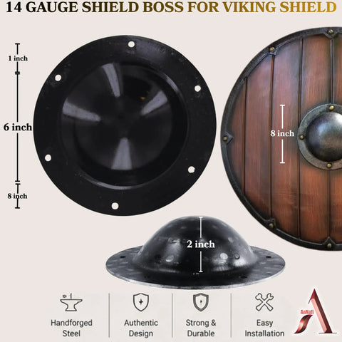 Hand Forged Iron Shield Boss Umbo For Close Combat Grade Medieval Shield Mount Eight Inch Functional Hema