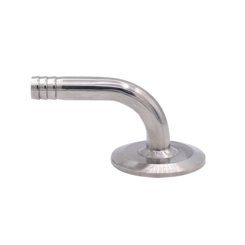 Stainless steel sanitary hose barb elbow with tri-clamp ferrule, 1/2 in tube OD, 90-degree bend