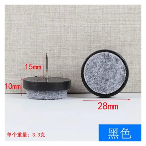 Premium Felt Furniture Floor Guard Pads Black 28 Mm 30 Pack with adhesive backing and gray felt for furniture protection.