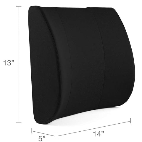 Premium Lumbar Support Pillow For Chair With Ergonomic Contoured Foam Insert Designed To Ease Lower Back Pain And Improve Posture, 14x13 inches.