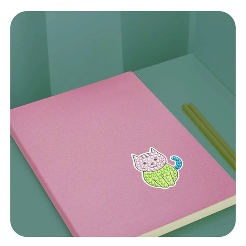 Ultimate Diamond Art Kit For Kids 6-12 3000+ Sparkly Gems For Unicorns, Rainbows, Rockets And More All In One Craft Set For Creative Boys And Girls Perfect Birthday Gift And Classroom Activity. pink craft notebook with cat diamond art sticker and two styluses
