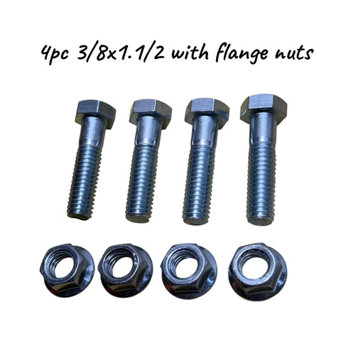 4 piece 3/8x1-1/2 bolts with flange nuts for Garage Door Extension Springs Cable And Pulley Kit For 7 To 8 Foot Doors