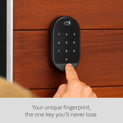 Premium Locked In WiFi Smart Lock Featuring Fingerprint Access And Keypad Touch For No Sweat Upgrades To Your Existing Front Door Deadbolt Setup In Sharp Black