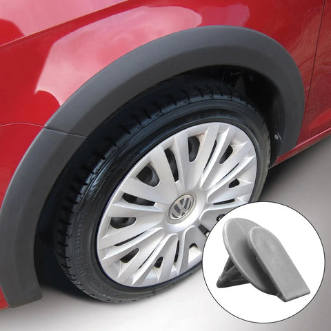 25Pcs Wheel Arch Trim Clips For Mini Cooper R50 R52 R53 R56 Exterior Plastic Fender Clips Replacement OEM Style Grey shown with car wheel.