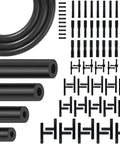 Ultimate 84 Pc Vacuum Lines Kit Includes Four 12Ft Silicone Hoses In 1/8 5/32 3/16 And 1/4 Inch Plus 80 Connectors black silicone vacuum hoses and fittings set