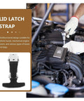 Mechanic using Five Piece Flexible Grippy Rubber Latch Set With T Handle Draw Hasp Hood Lock on engine cover