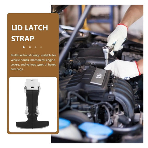 Mechanic using Five Piece Flexible Grippy Rubber Latch Set With T Handle Draw Hasp Hood Lock on engine cover