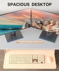 32 Inch Standing Desk Converter Sit Stand Riser With Keyboard Tray for dual monitor setup, white particle board