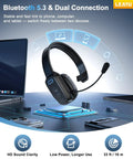 60 Hour AI Noise Canceling Bluetooth Wireless Headset With Mic For Trucks And Office Use, Single Ear Trucker Style Headset.