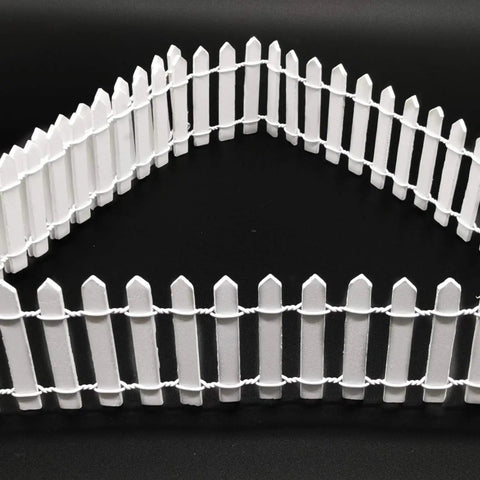 Four Piece 35 Inch White Wood Picket Fairy Garden Fence Set For Dollhouse Miniatures And Home Garden Displays Great For Plant Pots Diy Dioramas And Craft Projects For Adults