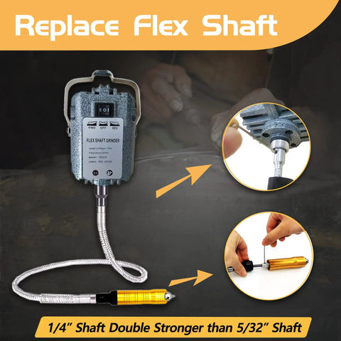 Image of Beefy Heavy Duty 1 Quarter Inch Flexible Shaft Rotary Tool With 780W Motor, showing flexible shaft replacement.