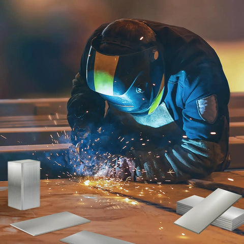 Welder using 32 Pack 6061 T6 Aluminum Welding Coupons Kit, One Eighth Inch Thick, 2 By 4 Inch Plates For MIG TIG Stick MMA Arc Brazing Practice