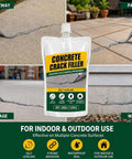 Self Leveling Concrete Crack Filler Waterproof Cement Sealant Get Your Yard Back In Business Gray Compound repairing cracks on patio.