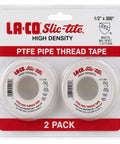 Heavy Duty White PTFE Thread Seal Tape For Pro Grade Plumbing And HVAC Work High Density Pipe Joint Tape Delivers Rock Solid Leak Proof Seal Handles Brutal Pressures Plus Extreme Temps Pack Of 2 in packaging, rolls shown are 1/2" x 300".