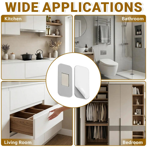 Ultra Slim Magnetic Cabinet Latch Kit 10 Pack Self Adhesive Drawer Magnets Keep Doors Shut in kitchen, bathroom, living room, bedroom