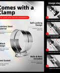 5 Inch Diesel Exhaust Tip Elbow With Clamps, installation guide and features, chrome polished, rust-resistant material.