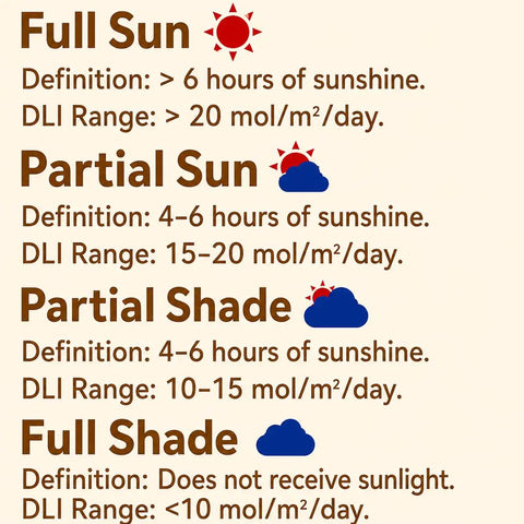 Smart Sunlight Meter For Gardens And Landscapes That Classifies Daily Light Integral To Identify Full Sun Partial Sun Partial Shade And Shade With A 10 Day DLI History And Clear Digital Display infographic