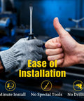 Ease of installation graphic showing hands with a screwdriver and thumbs up for Heavy Duty Gas Struts For Rv Compartments And Storage Bays 15 Inch 60 Lb Lift Support Shocks.