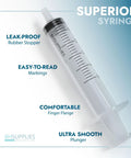 20ml Luer Slip Tip Sterile Syringes No Needle, Individually Wrapped, 50 Count, Great For Medical, Lab, And Vet Use, Dispensing Fluids And Small Doses Safely. Visible sterile syringe with rubber stopper, easy-to-read markings, and finger flange.