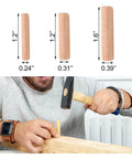 21 Pieces Hardwood Grooved Wooden Dowels Assorted Sizes M6 M8 M10 6mm 8mm 10mm For Furniture Woodwork, shown in use with hammer.