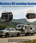 Dead Set Accurate Wireless RV Leveler With Six Axis Gyroscope Sensor And Crisp Digital Screen showing inside cabin display.