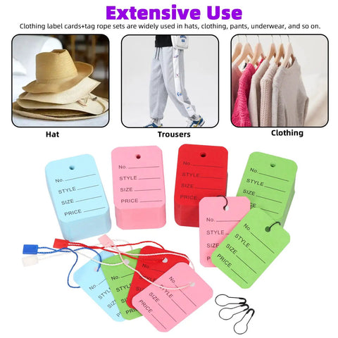 Strike A Killer Combo Featuring 1300 Pieces Clothing Price Tags With Multi Color Nylon Hang Strings And Heavy Duty Metal Gourd Safety Pins For Busy Retail Stores