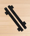 Heavy Duty Keyboard Tray Slide Rail For Computer Desk Runs Slick As Butter With Premium Glide Track Drawer Guide For Daily Typing And Solid Home Office Setup black steel glide rail kit on wooden background.