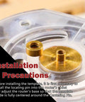 Close-up of Inlay Bushing Kit 9500 Replacement For Solid Brass Router Inlay Kit installation with centering pin on router base.