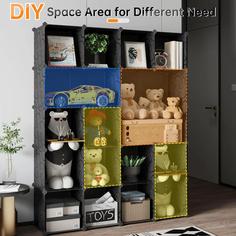 20 Cube Portable Storage Organizer Set With 14 By 14 Inch Large Cube Shelves and Space Saver Load Bearing Metal Panels