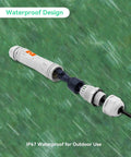 Heavy Duty Outdoor PoE Extender Crushes Dead Zones Boosts Ethernet Transmission Up To 2600 Feet showing IP67 waterproof connector in rain.