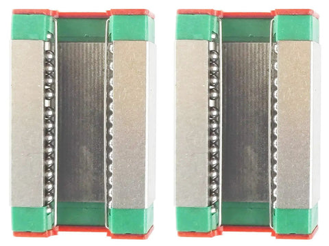 Close-up of 2 MGN15H blocks from 600mm MGN15 Linear Guide Rail Set With Preloaded MGN15H Blocks For DIY 3D Printer And CNC Machines
