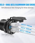 4 In 1 12V USB Outlet Marine Switch Panel Kit With PD3.0 And Dual QC3.0 USB Ports, black aluminum socket