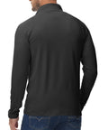 Back view of Mens Thermal Fleece Lined Quarter Zip Sweatshirt Lightweight Long Sleeve Raglan Pullover With Stretch Fabric Black Large