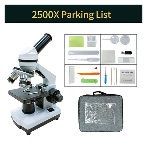 Awesome High Power Biological Microscope For Kids, Students, And Adults With 25X And 10X Eyepieces, accessories shown
