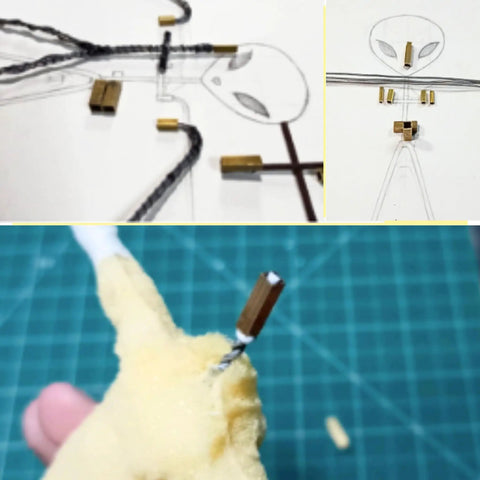Beginner Stop Motion Metal Kit For Animators With Brass Square Tubes In Three Sizes One Eighth Inch Five Thirty Second Inch And Three Sixteenth Inch Twelve Inch Lengths Made In USA brass armature close-up