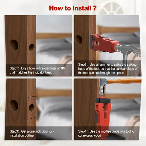 Step-by-step guide on using the Complete Door Hinge Jig And Lock Installation Kit With Reliable Mortise Guiding Tray.