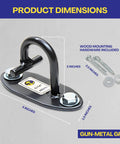 Heavy Duty Resistance Band Wall Anchor System For Home Gyms With Stretch Straps and Suspension Trainer Mount close-up of dimensions and hardware.