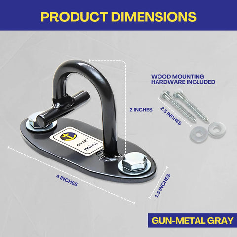 Heavy Duty Resistance Band Wall Anchor System For Home Gyms With Stretch Straps and Suspension Trainer Mount close-up of dimensions and hardware.