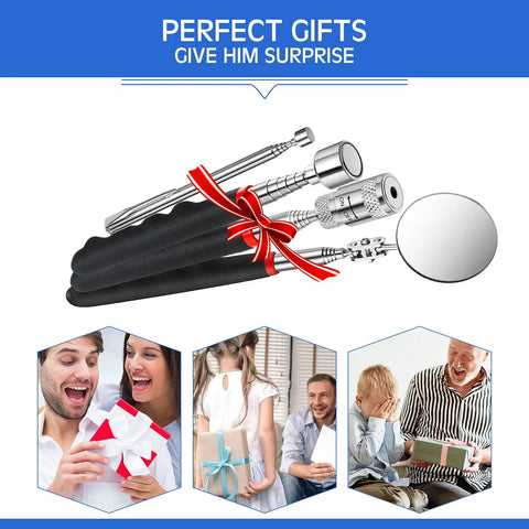 Telescoping Magnetic Tool Set With LED Light And Inspection Mirror, gift set, with happy recipients.