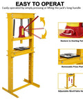 12 Ton Yellow H Frame Hydraulic Press For DIY Pros And Weekend Warriors With Four Height Adjustable Plates Heavy Duty Bearing Gear Removal Straightening Bending And Press Fit Jobs In The Garage Or Shop.