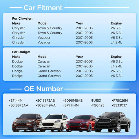 Car fitment chart for Fuel Pump Module Assembly For Chrysler Town And Country Voyager Caravan Grand Caravan 2001 2003