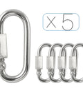 Five Pack M3 5 Stainless Steel Quick Link Chains One Eighth Inch D Shape Locking Quick Connectors With One Hundred Seventy Pound Capacity